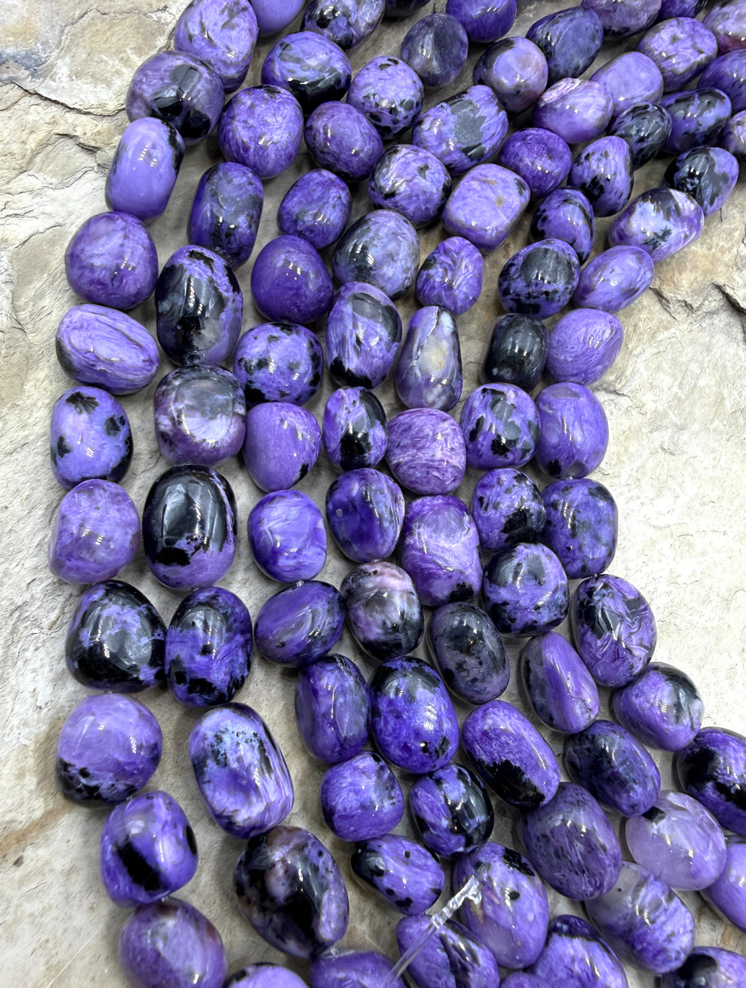 Premium Color Charoite (Russia) Nugget Beads 10-10x14mm 7.5