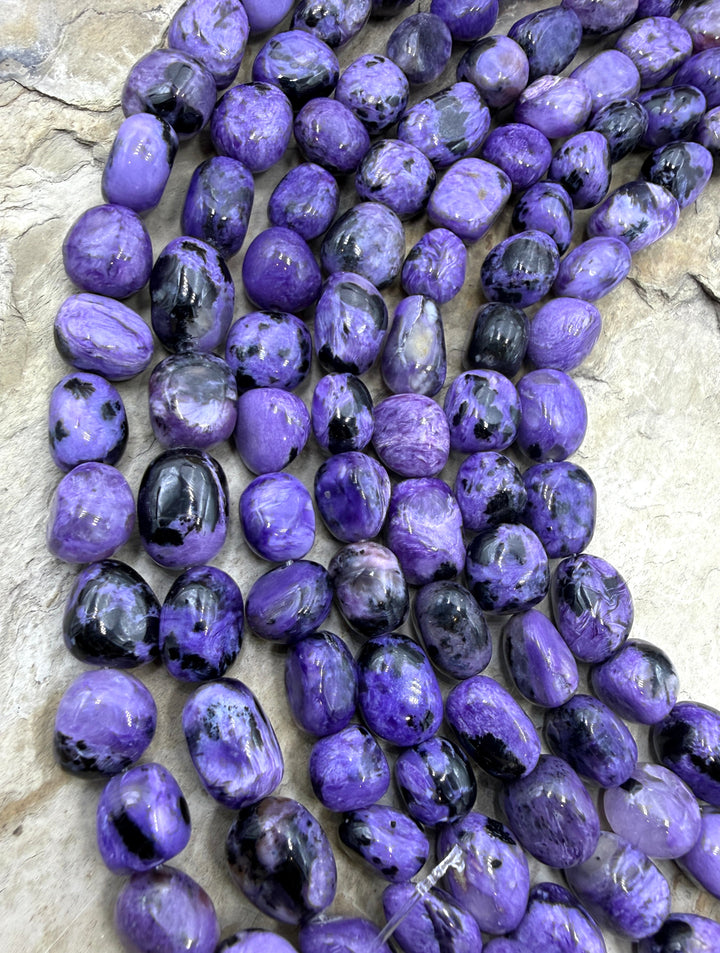 Premium Color Charoite (Russia) Nugget Beads 10-10x14mm 7.5