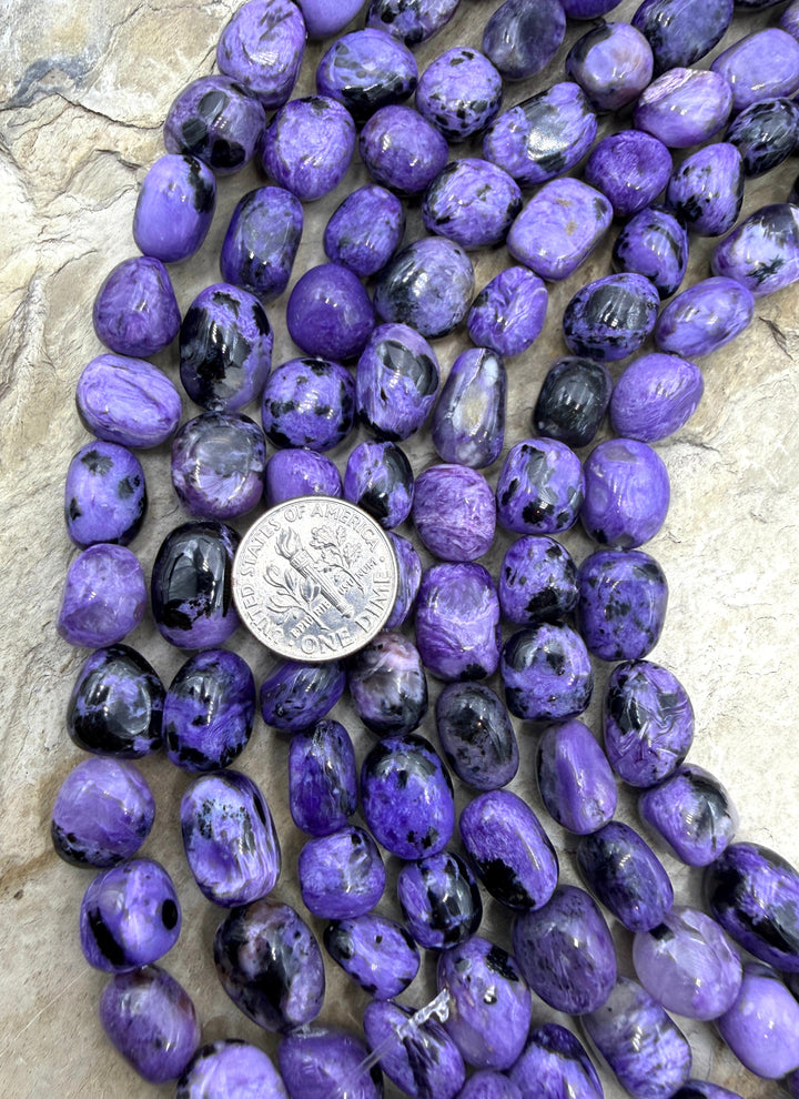 Premium Color Charoite (Russia) Nugget Beads 10-10x14mm 7.5