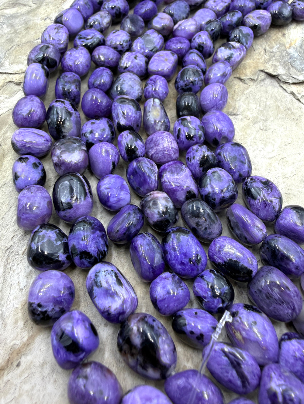 Premium Color Charoite (Russia) Nugget Beads 10-10x14mm 7.5