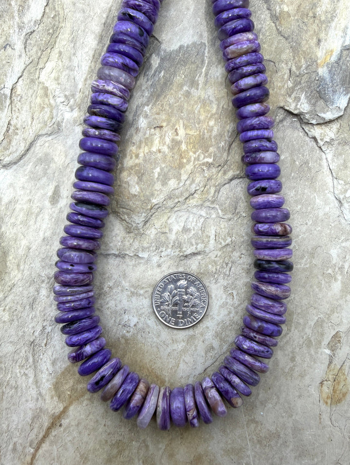 Premium Color Charoite (Russia) Wheel Beads 12x4mm 12 Inch