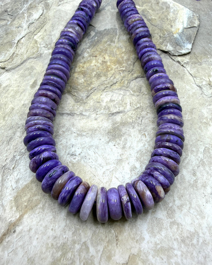 Premium Color Charoite (Russia) Wheel Beads 12x4mm 12 Inch