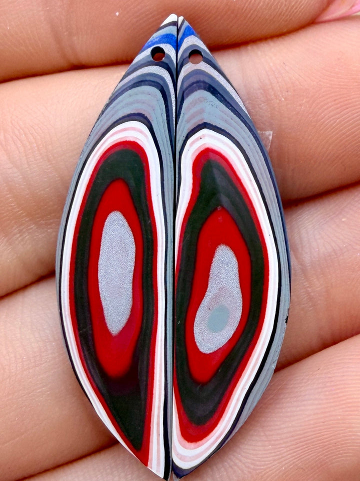 Premium Fordite/Detroit Agate Earring Slab Bead Pair