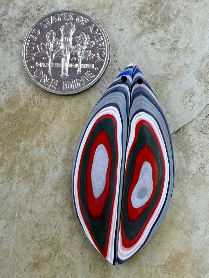 Premium Fordite/Detroit Agate Earring Slab Bead Pair