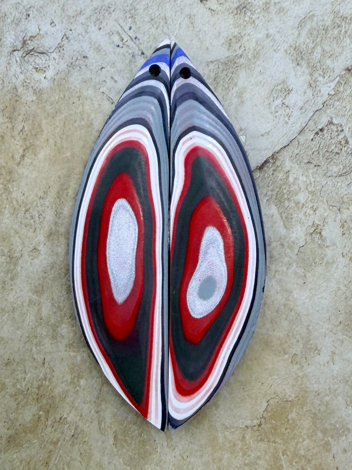 Premium Fordite/Detroit Agate Earring Slab Bead Pair