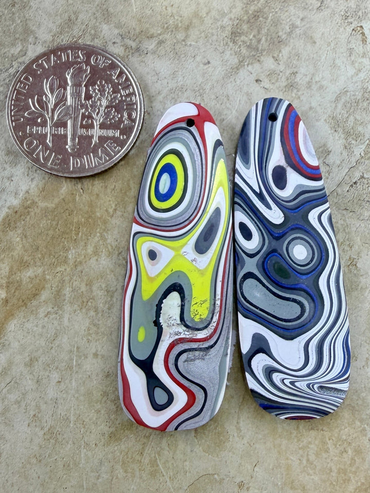Premium Fordite/Detroit Agate Earring Slab Bead Pair