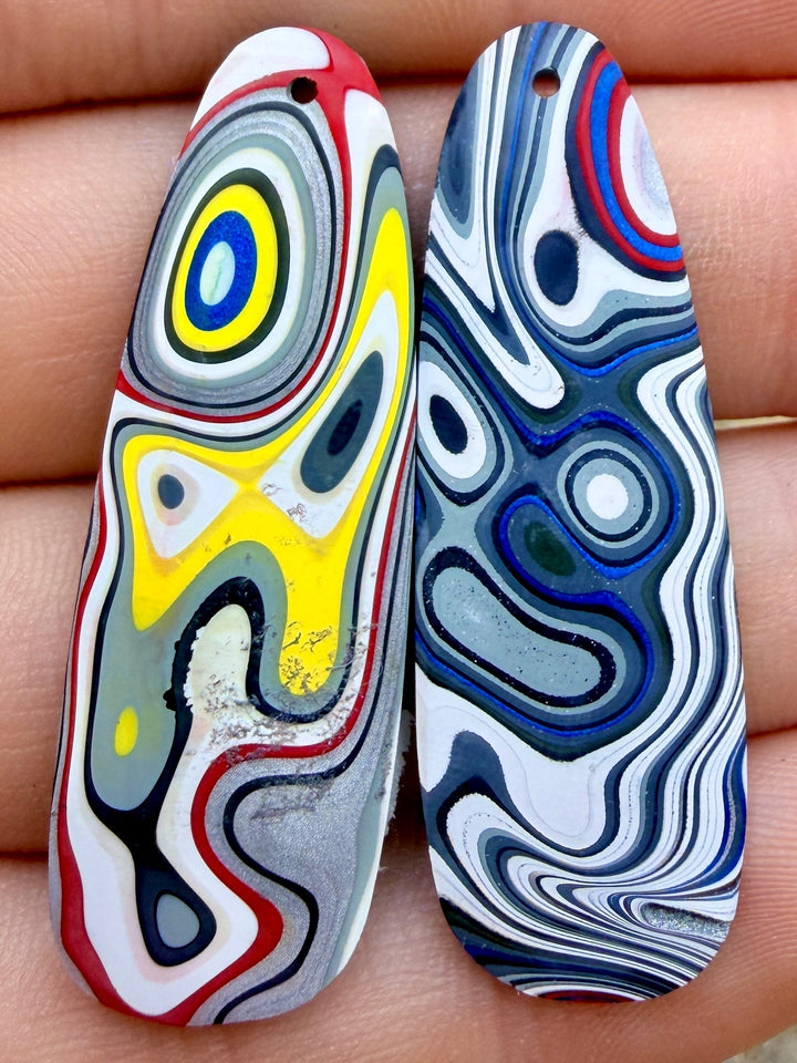Premium Fordite/Detroit Agate Earring Slab Bead Pair