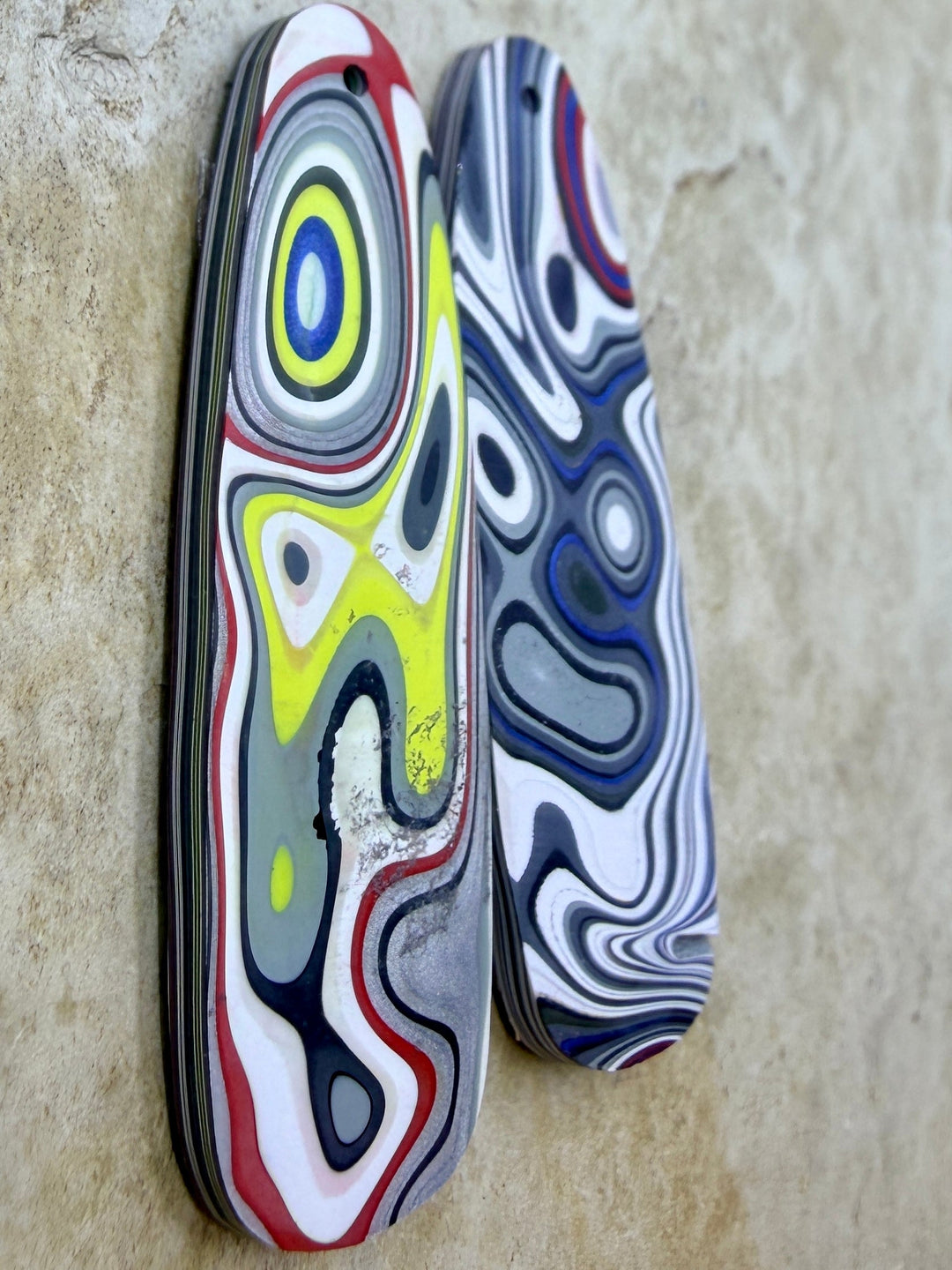 Premium Fordite/Detroit Agate Earring Slab Bead Pair