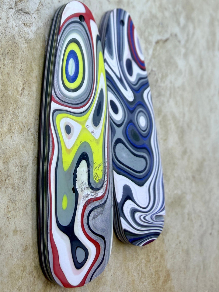 Premium Fordite/Detroit Agate Earring Slab Bead Pair