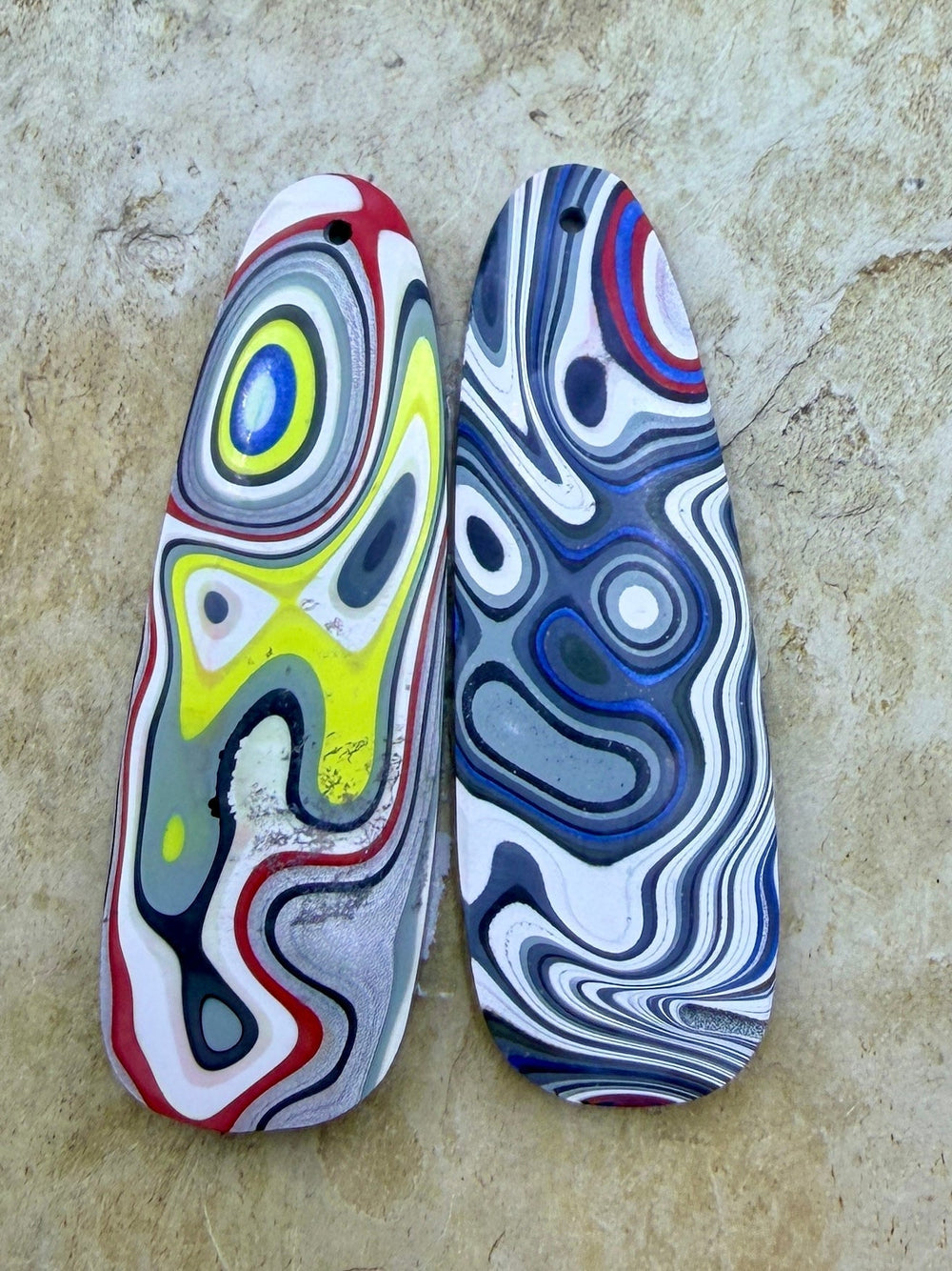 Premium Fordite/Detroit Agate Earring Slab Bead Pair