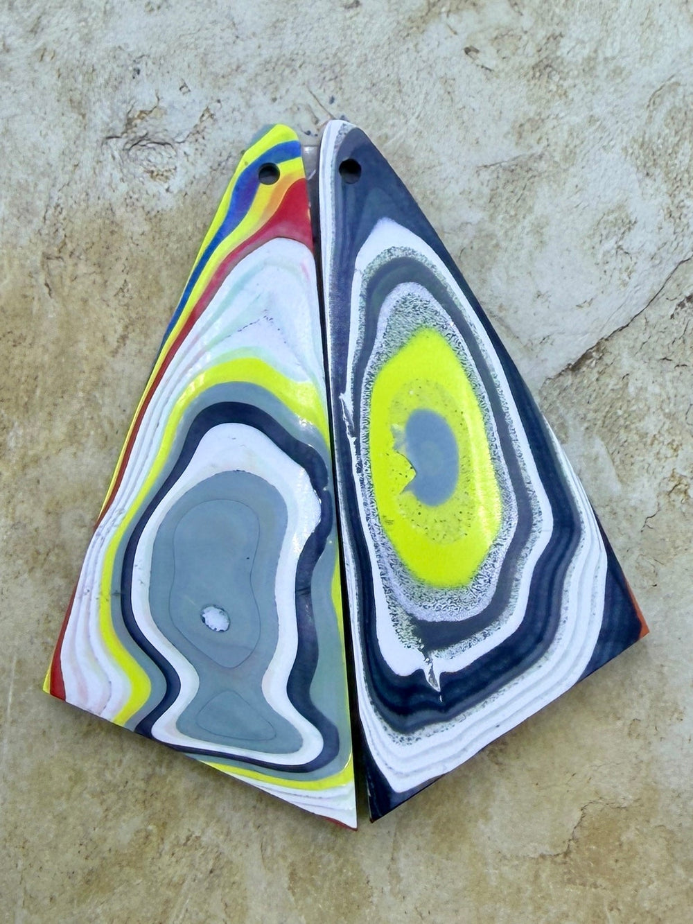 Premium Fordite/Detroit Agate Earring Slab Bead Pair
