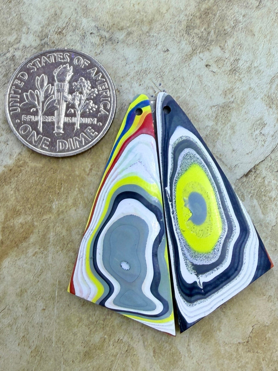 Premium Fordite/Detroit Agate Earring Slab Bead Pair