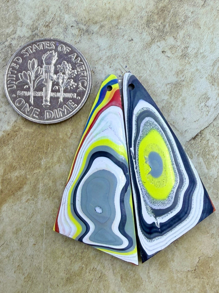 Premium Fordite/Detroit Agate Earring Slab Bead Pair