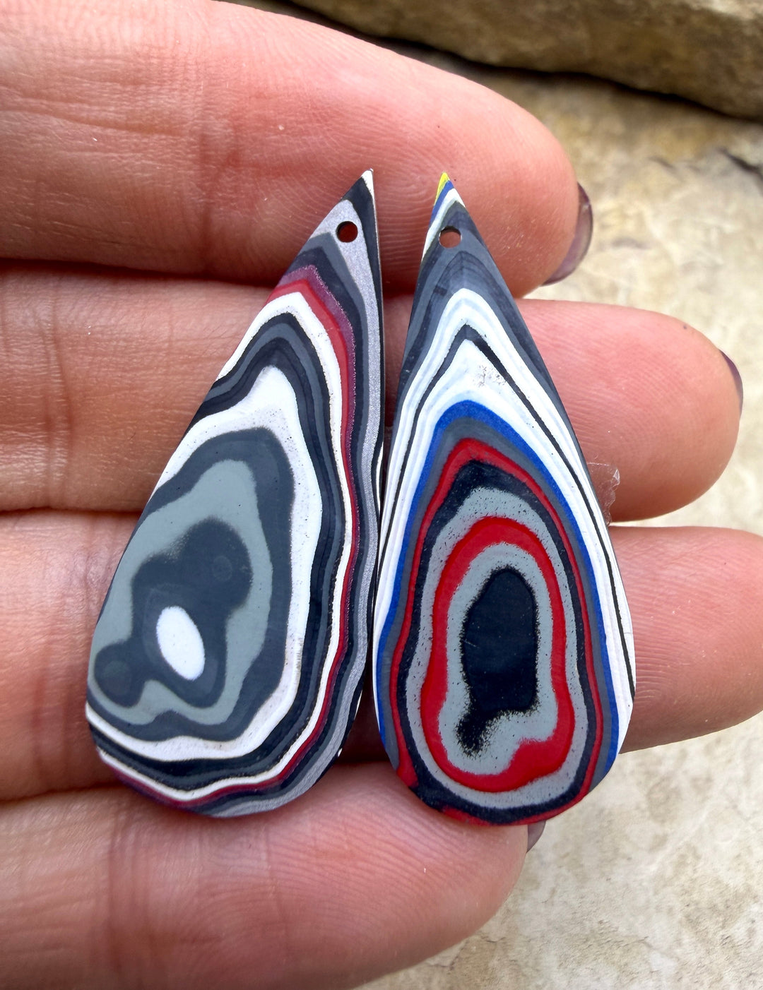 Premium Fordite/Detroit Agate Earring Slab Bead Pair