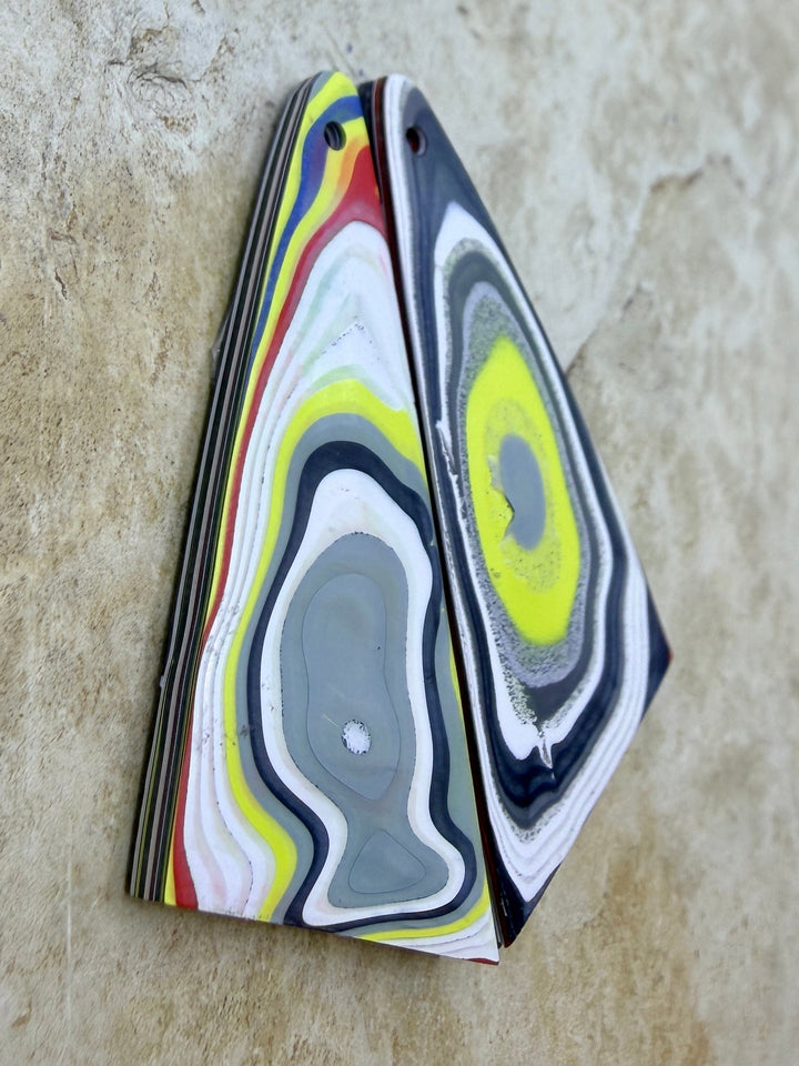 Premium Fordite/Detroit Agate Earring Slab Bead Pair