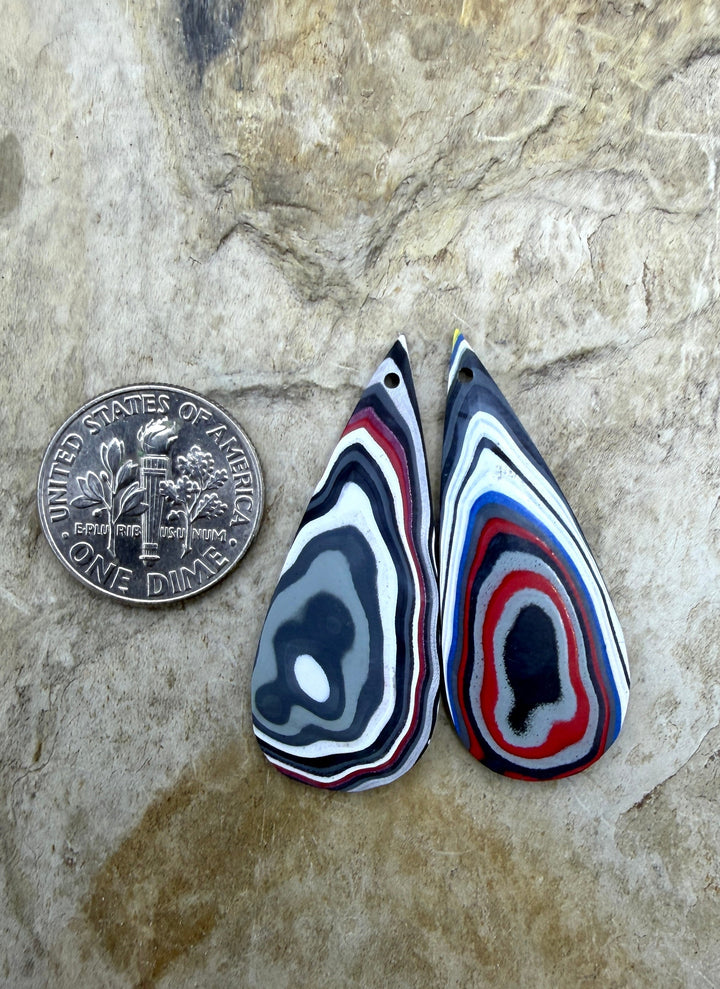 Premium Fordite/Detroit Agate Earring Slab Bead Pair