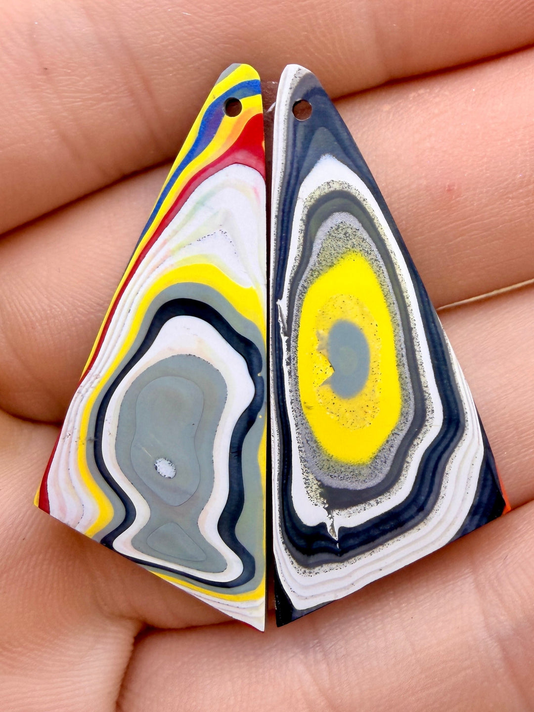 Premium Fordite/Detroit Agate Earring Slab Bead Pair