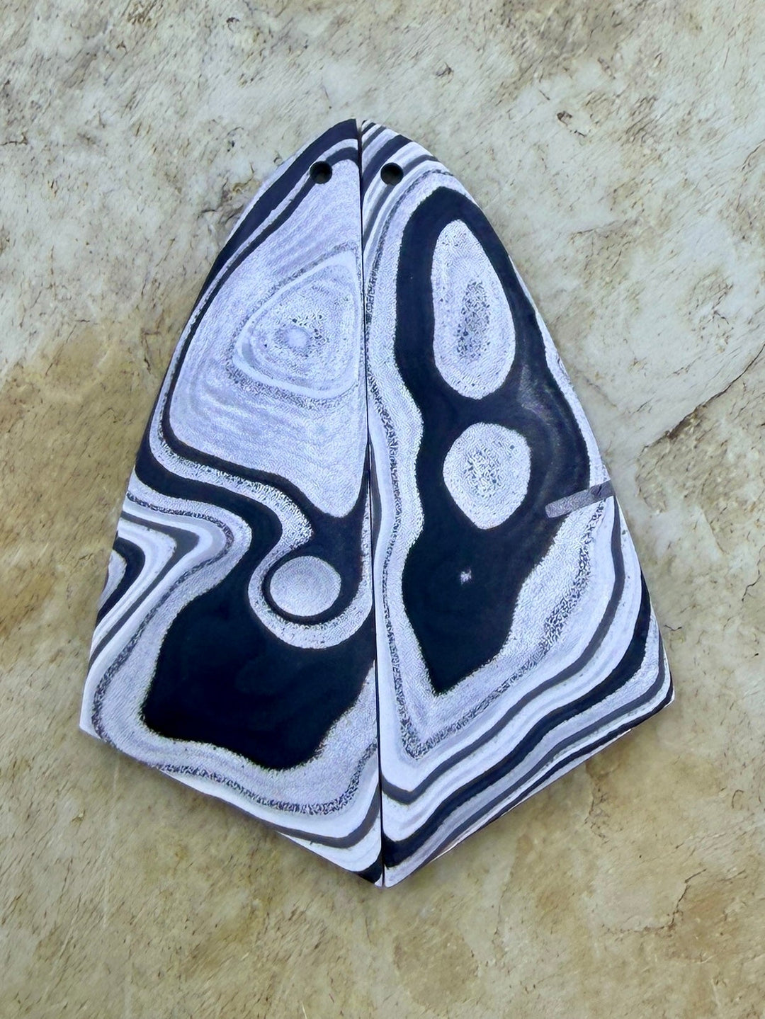 Premium Fordite/Detroit Agate Earring Slab Bead Pair