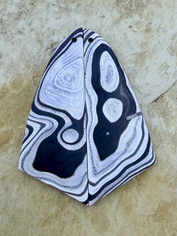 Premium Fordite/Detroit Agate Earring Slab Bead Pair