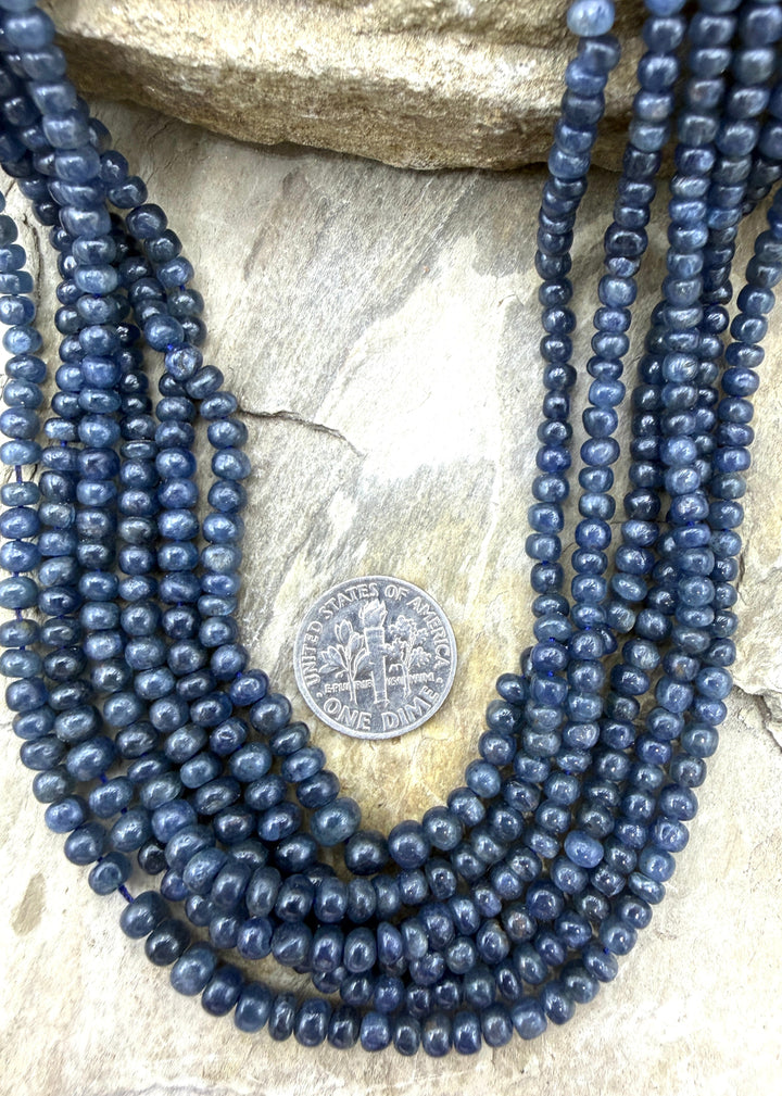 Premium Iolite Graduated 3-4mm Rondelle Beads 16 Inch
