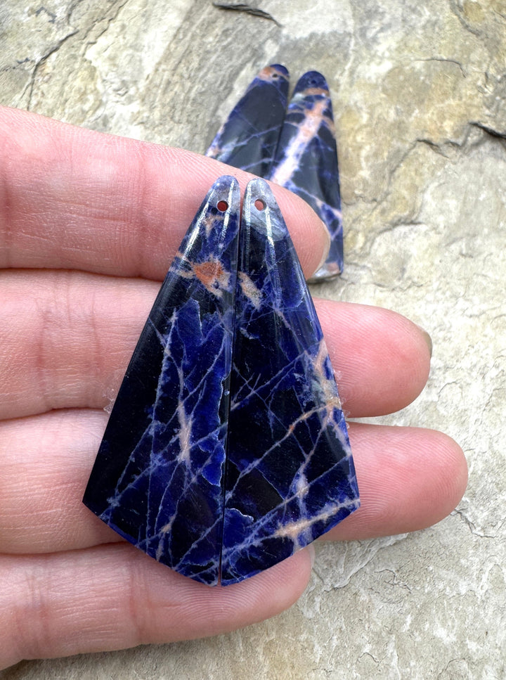 Premium Sodalite Matching Earring Slab Bead Pair Select