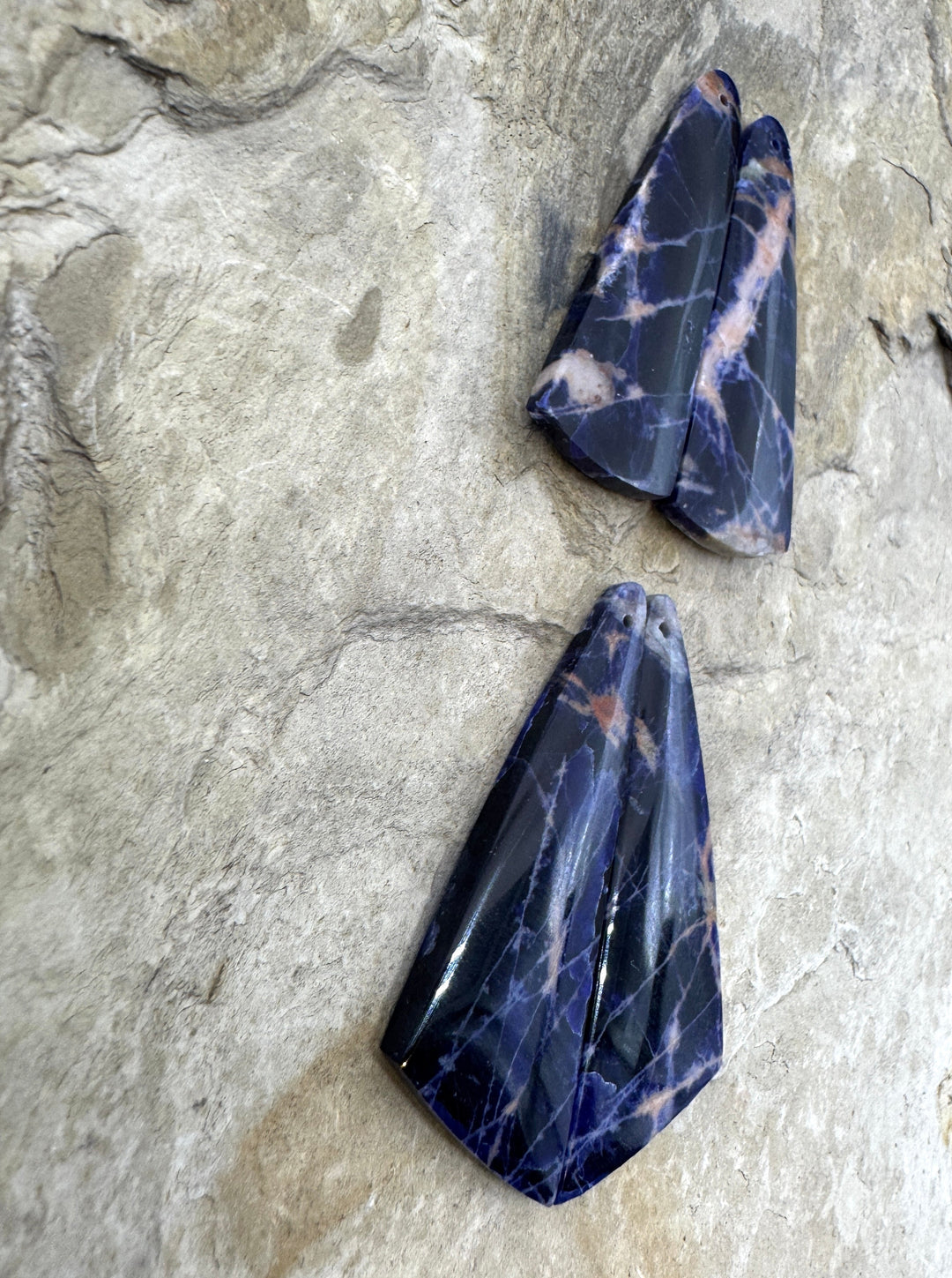 Premium Sodalite Matching Earring Slab Bead Pair Select