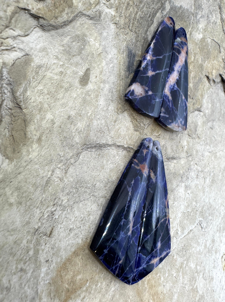 Premium Sodalite Matching Earring Slab Bead Pair Select