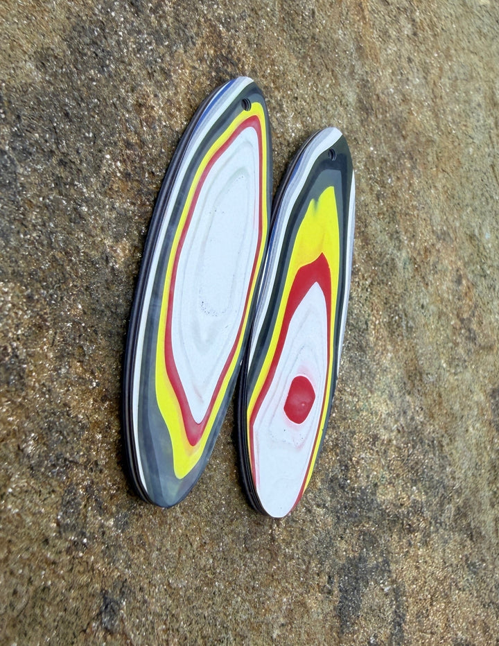 Priemium Fordite/Detroit Agate BIG Earring Slab Bead Pair