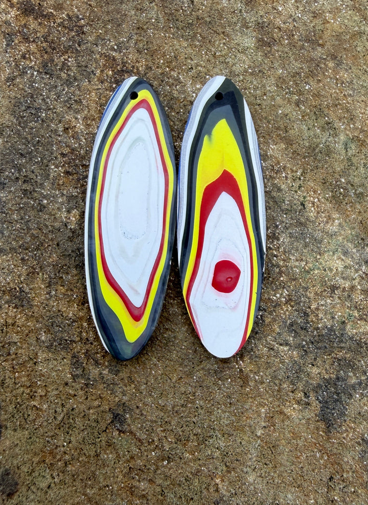 Priemium Fordite/Detroit Agate BIG Earring Slab Bead Pair