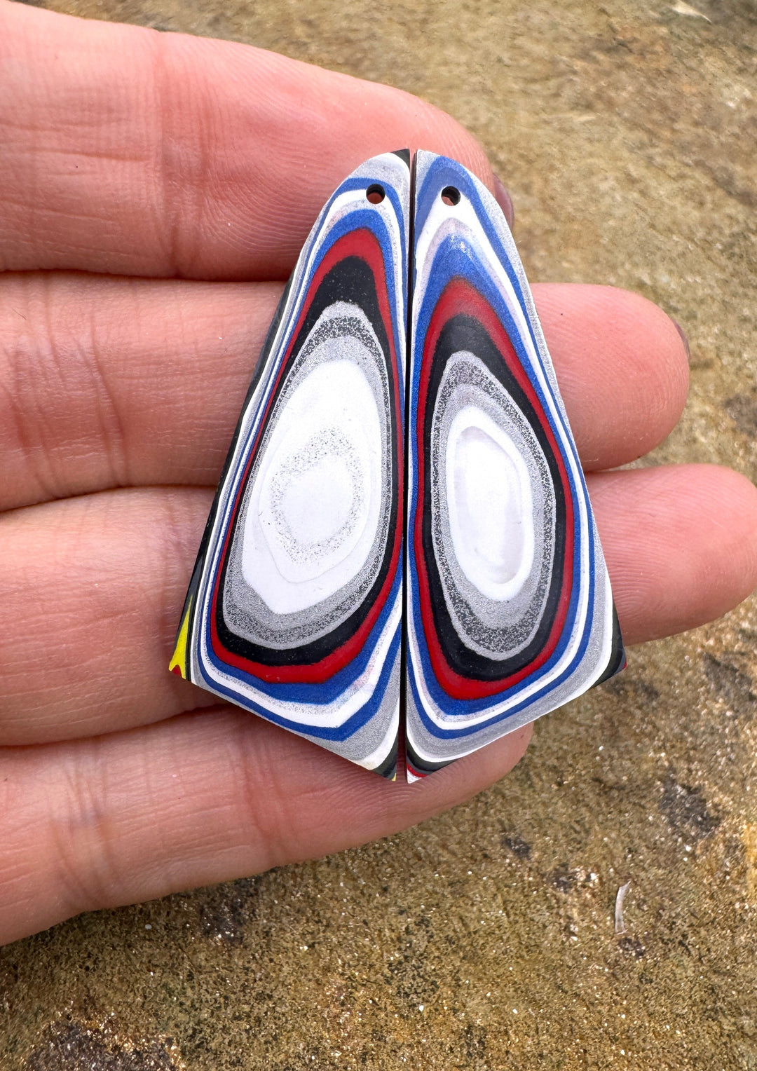 Priemium Fordite/Detroit Agate BIG Earring Slab Bead Pair