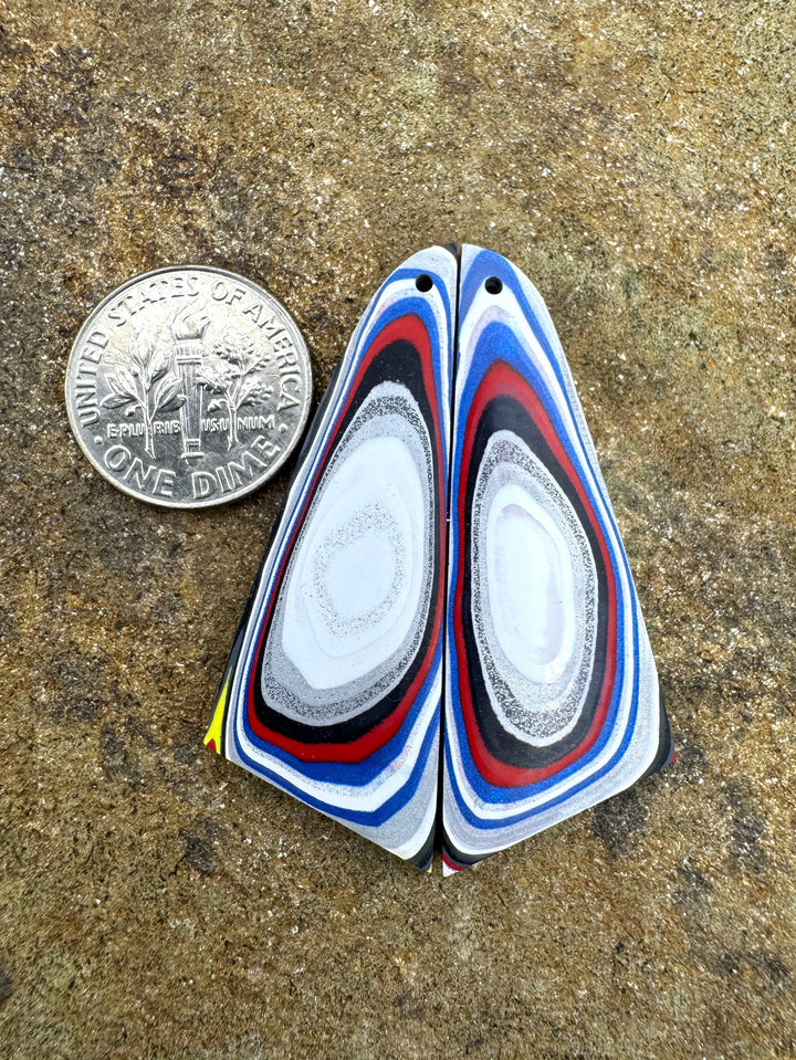 Priemium Fordite/Detroit Agate BIG Earring Slab Bead Pair