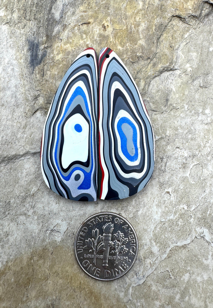 Priemium Fordite/Detroit Agate BIG Earring Slab Bead Pair