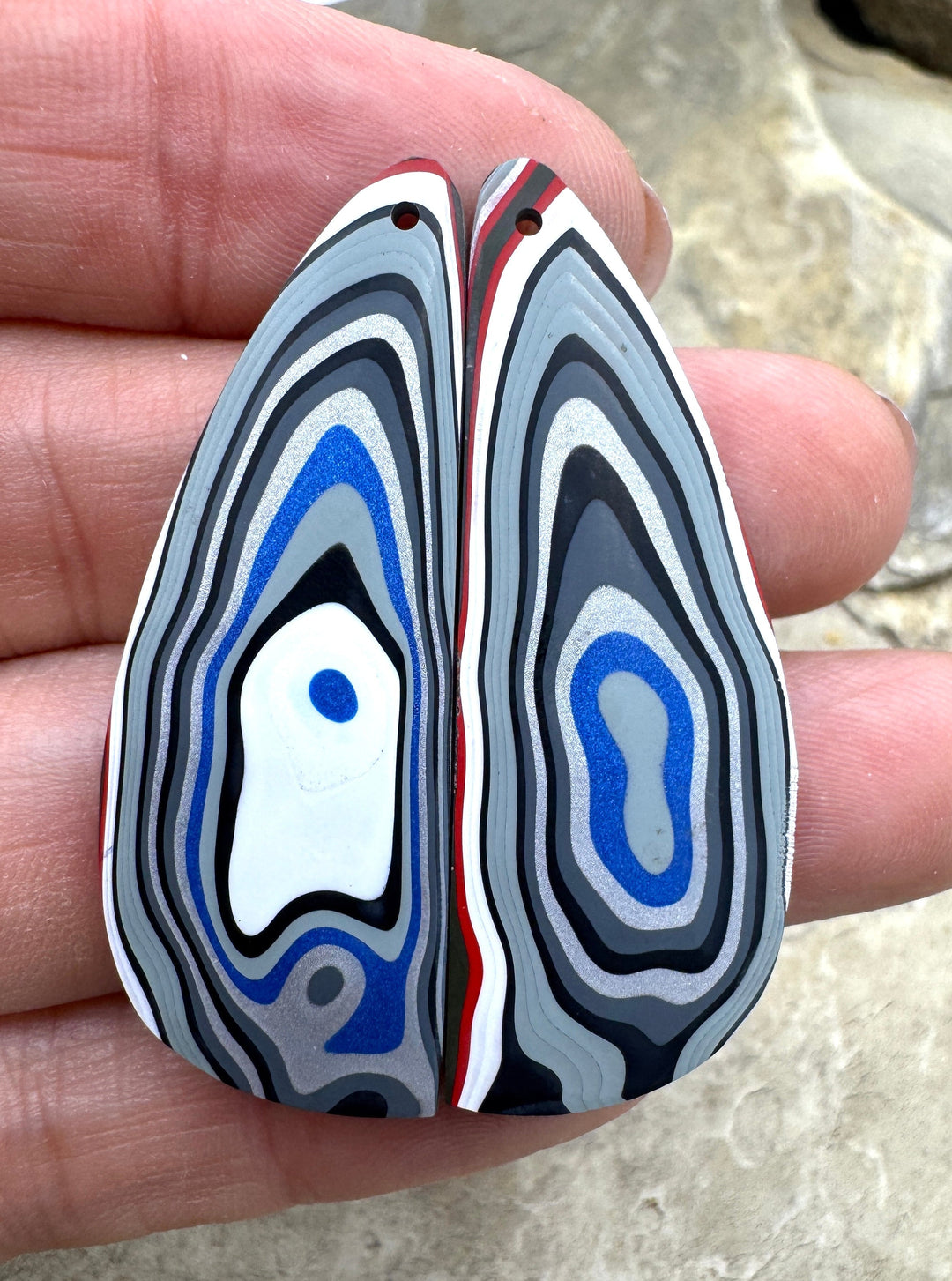 Priemium Fordite/Detroit Agate BIG Earring Slab Bead Pair