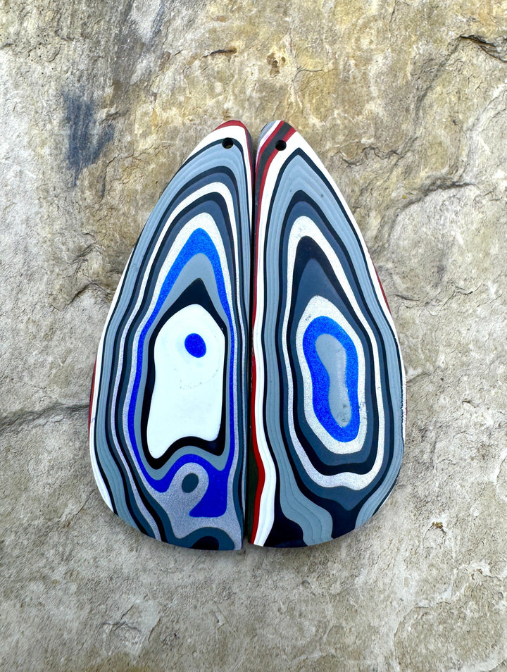 Priemium Fordite/Detroit Agate BIG Earring Slab Bead Pair