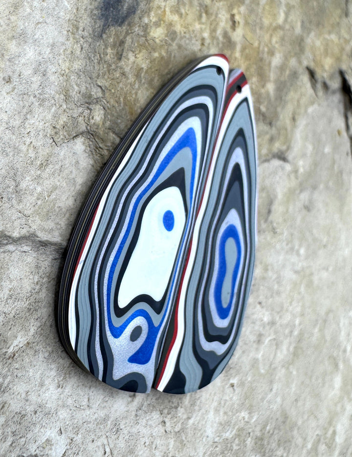 Priemium Fordite/Detroit Agate BIG Earring Slab Bead Pair
