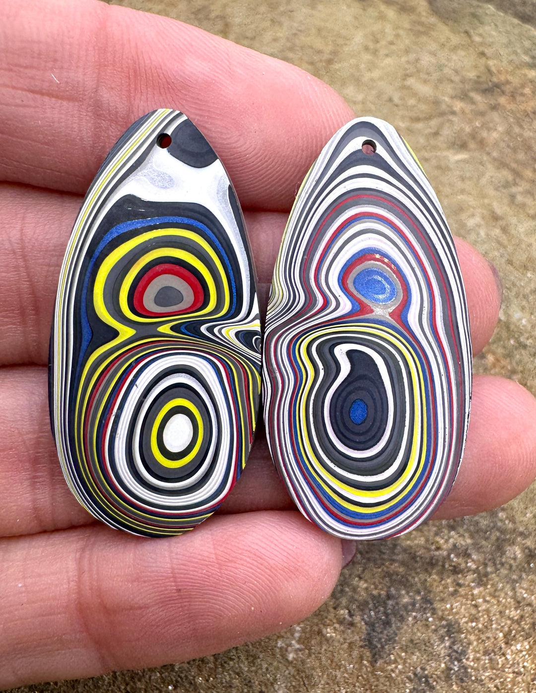 Priemium Fordite/Detroit Agate BIG Earring Slab Bead Pair