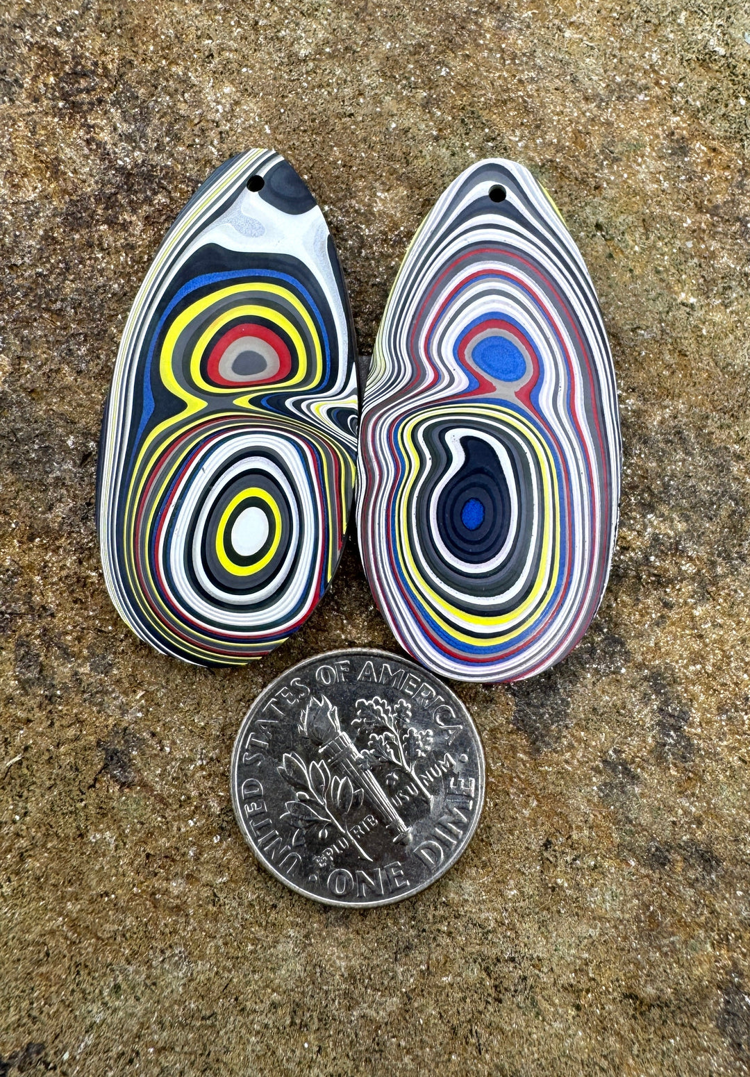 Priemium Fordite/Detroit Agate BIG Earring Slab Bead Pair