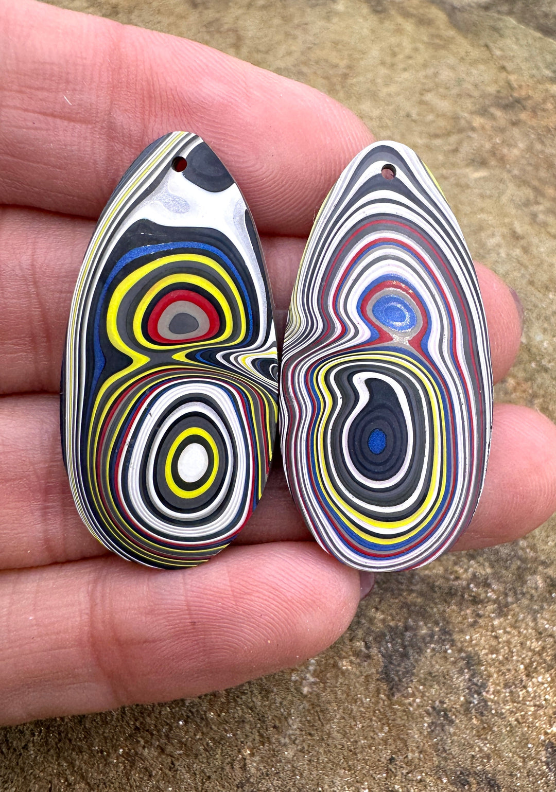 Priemium Fordite/Detroit Agate BIG Earring Slab Bead Pair