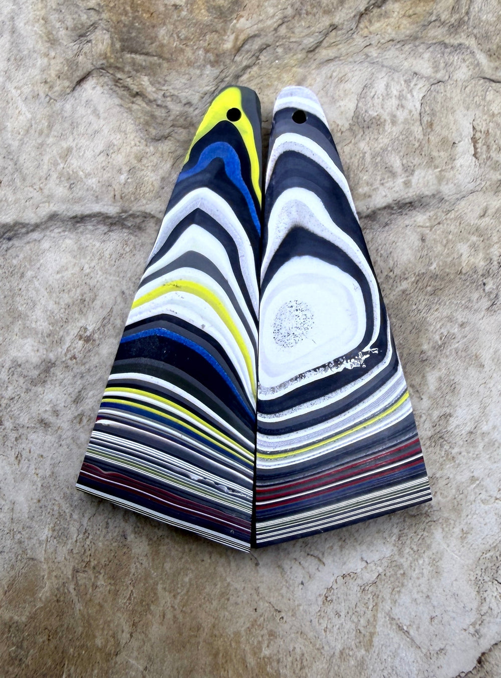Priemium Fordite/Detroit Agate Earring Slab Bead Pair