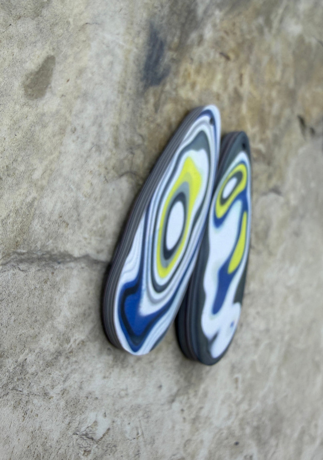 Priemium Fordite/Detroit Agate Earring Slab Bead Pair