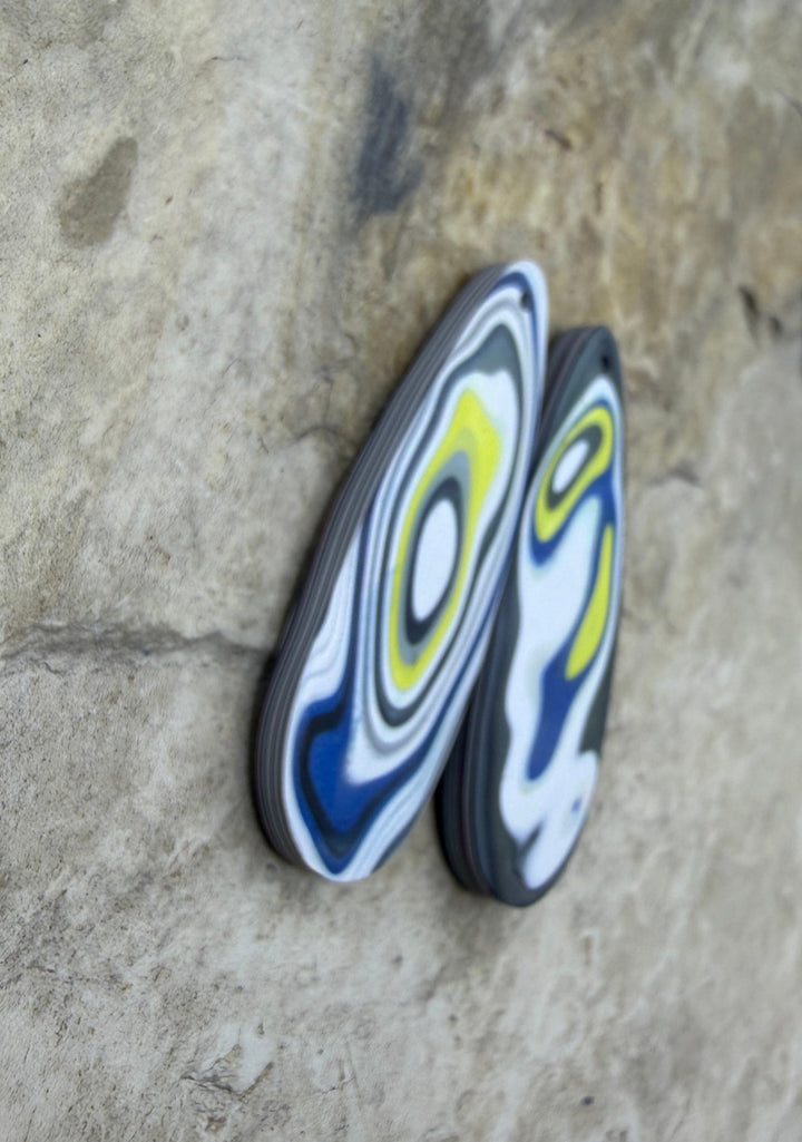 Priemium Fordite/Detroit Agate Earring Slab Bead Pair
