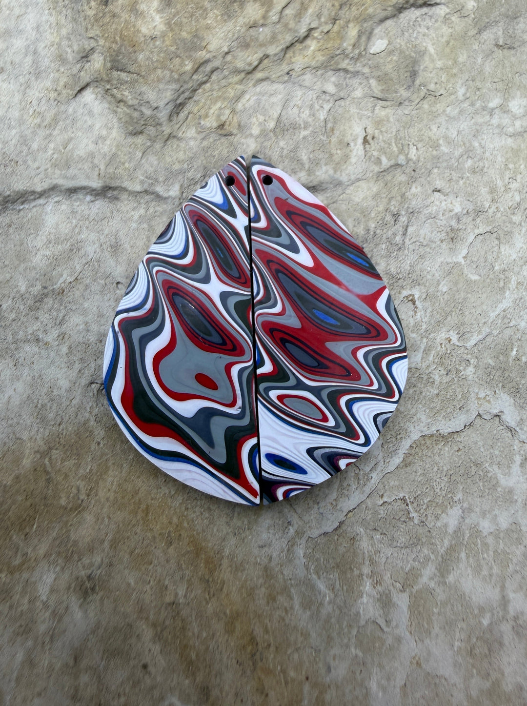 Priemium Fordite/Detroit Agate Earring Slab Bead Pair