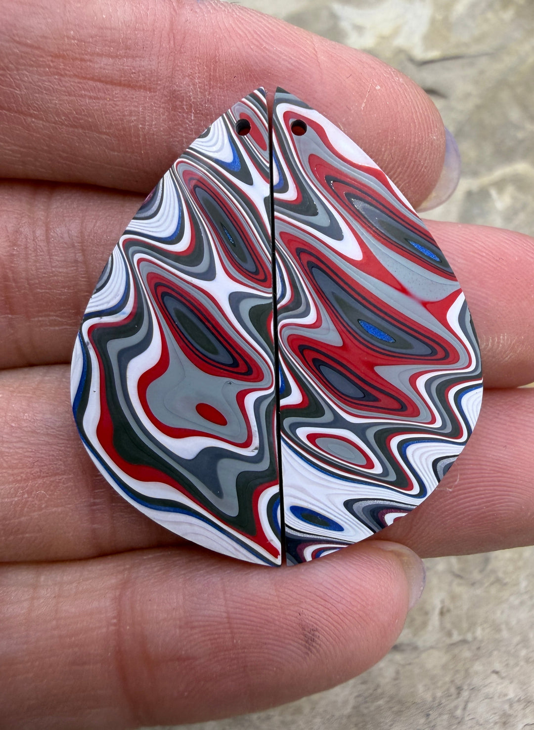 Priemium Fordite/Detroit Agate Earring Slab Bead Pair