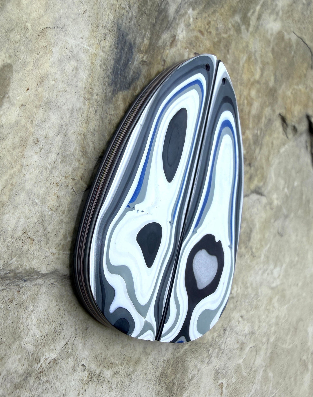Priemium Fordite/Detroit Agate Earring Slab Bead Pair