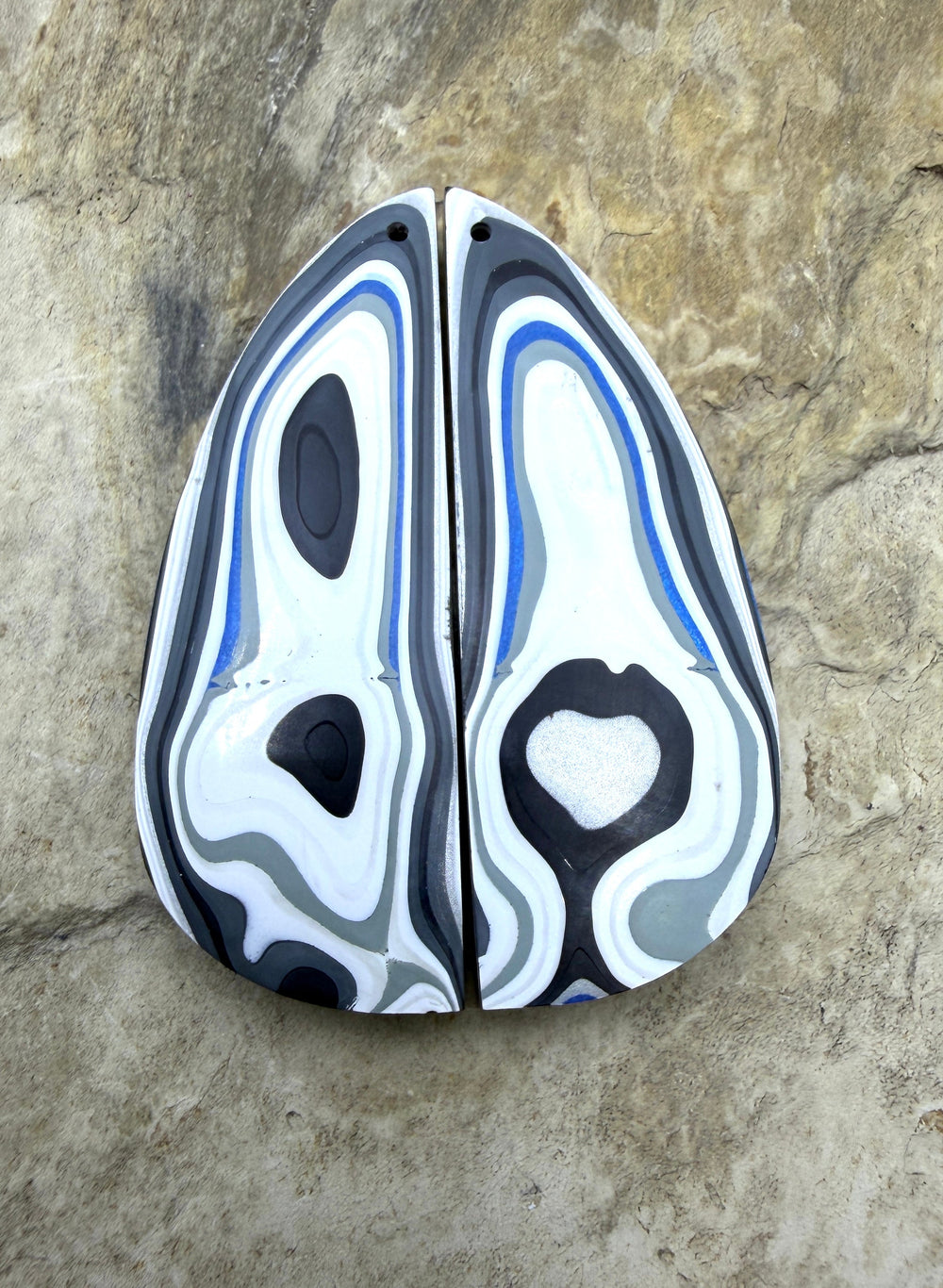 Priemium Fordite/Detroit Agate Earring Slab Bead Pair