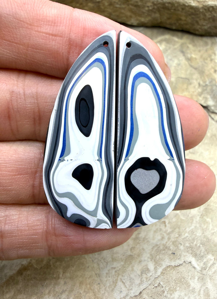 Priemium Fordite/Detroit Agate Earring Slab Bead Pair