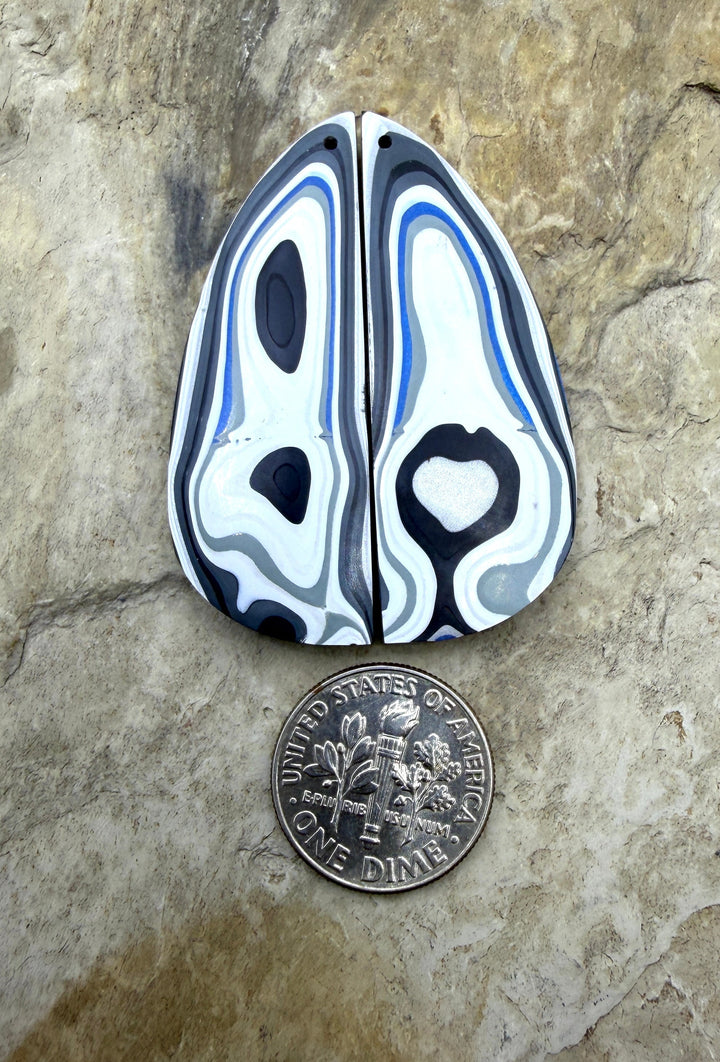 Priemium Fordite/Detroit Agate Earring Slab Bead Pair