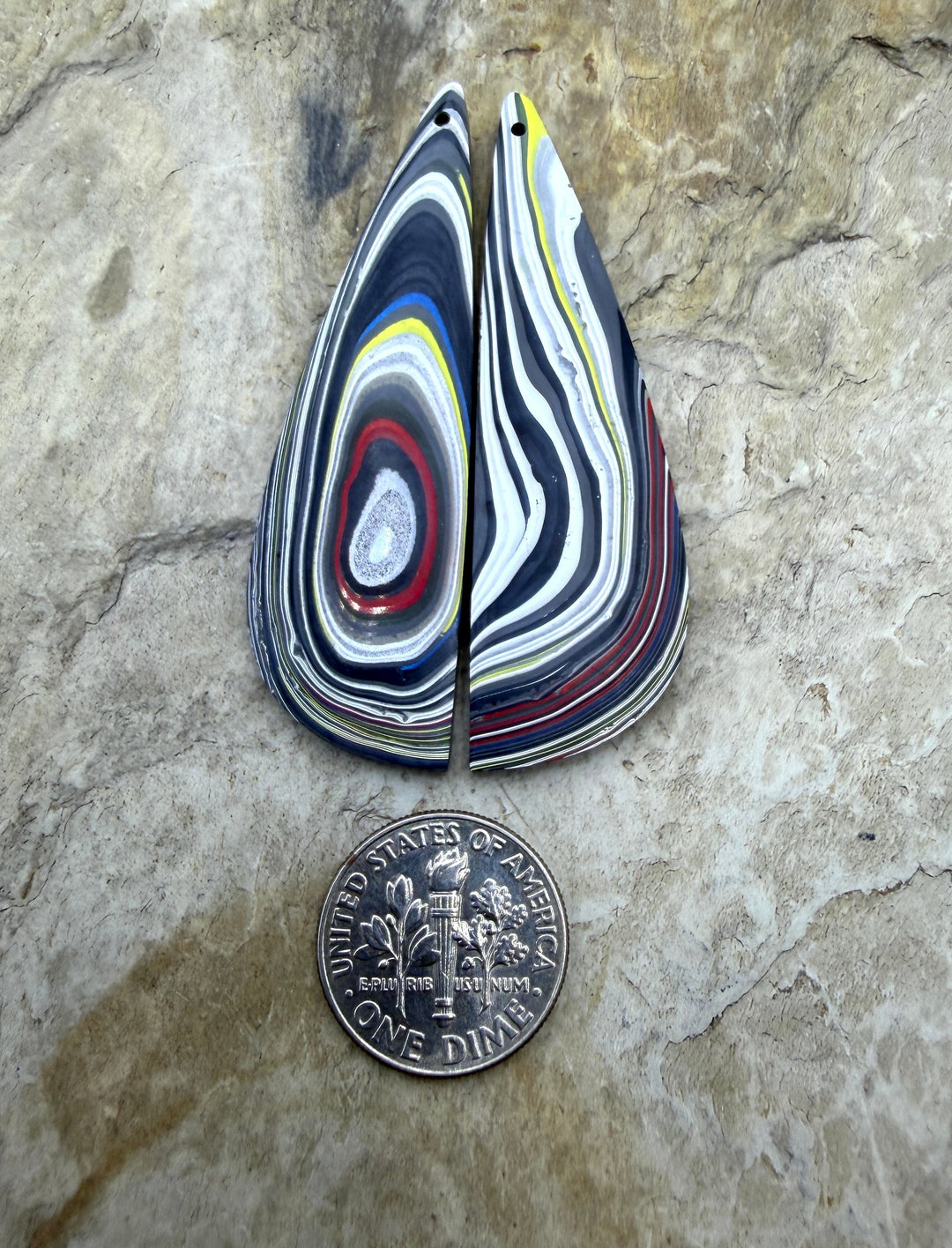 Priemium Fordite/Detroit Agate Earring Slab Bead Pair