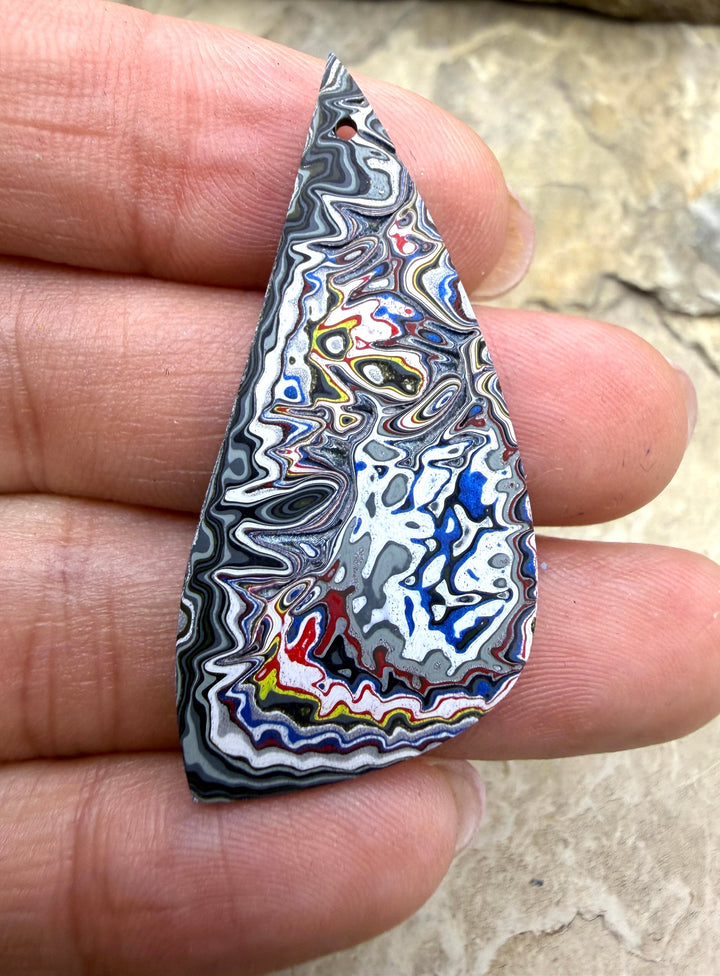 Priemium Fordite/Detroit Agate Focal Pendant Bead 21x44mm