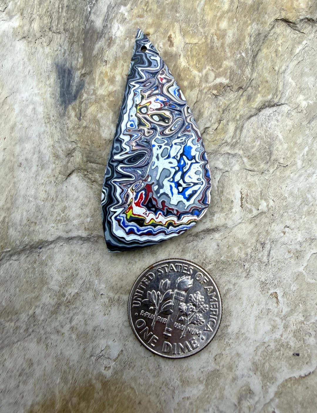 Priemium Fordite/Detroit Agate Focal Pendant Bead 21x44mm
